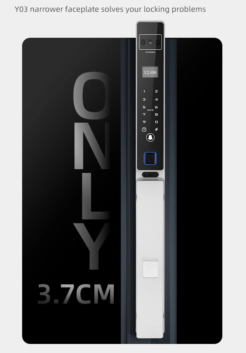 Face Recognition Fingerprint Hold Hands Lock Narrow Bezel Cell Phone Tuya Aluminum Door Code Lock Automatic Smart Door Lock