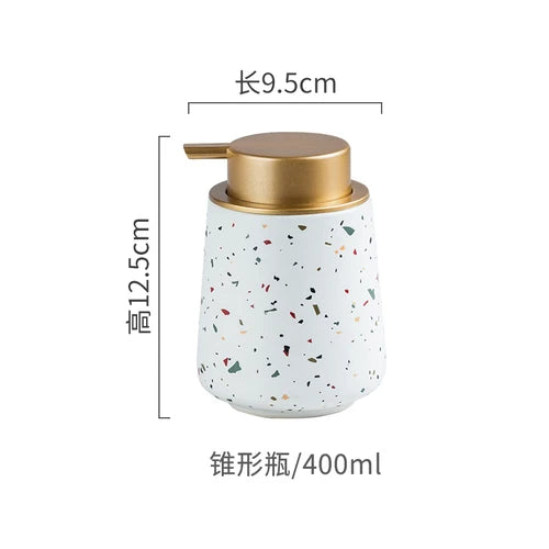 Ceramics Portable Soap Dispensers Handwashing Fluid Bottle Terrazzo Pattern Lotion Bottle Soap Bottle Bathroom Soap Dispensers