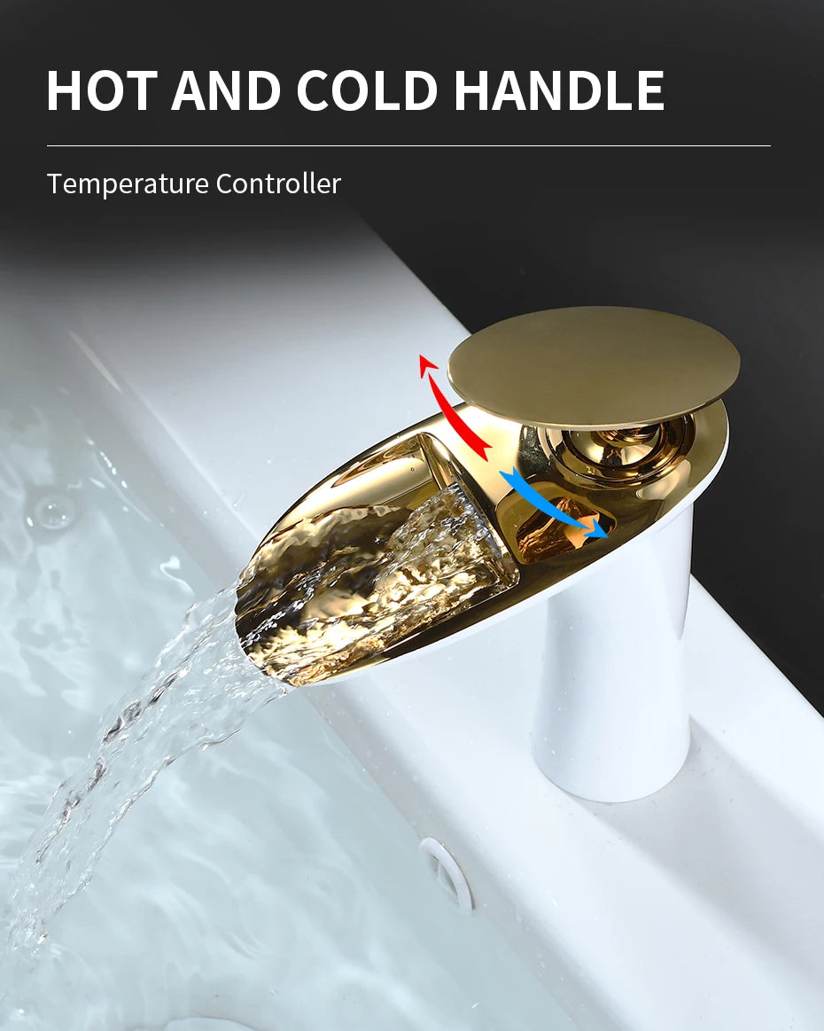 Basin Faucets Modern White Bathroom Faucet Waterfall faucets Single Hole Cold and Hot Water Tap Basin Faucet Mixer Taps 855924