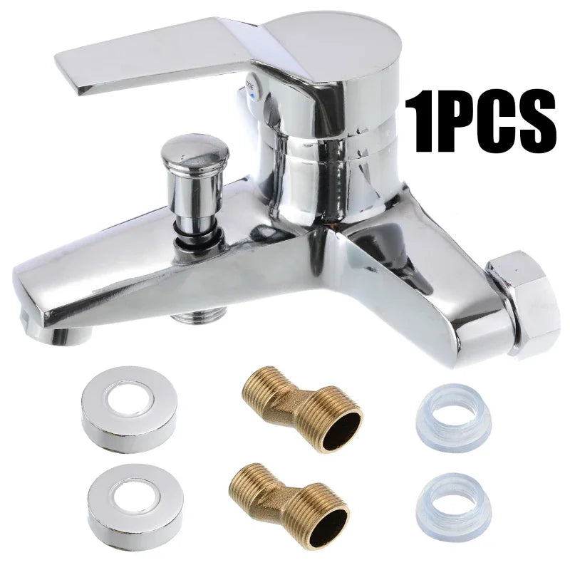 Chrome Zinc Alloy Bathroom Basin Mixer Faucet Sink Tap Wall Mounted Hot & Cold Water Mixer High Quality Faucet