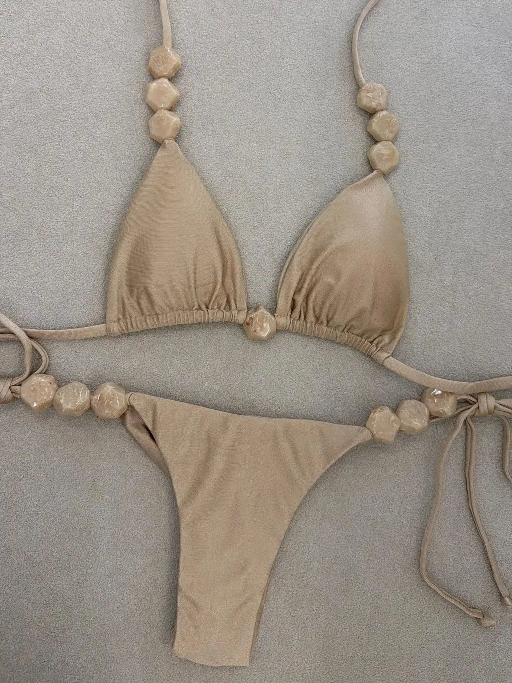 Sexy Bikini Swimwear Women Swimsuit Halter Bead Bikini Set Bathing Suit Two Piece Bikini Summer Beachwear