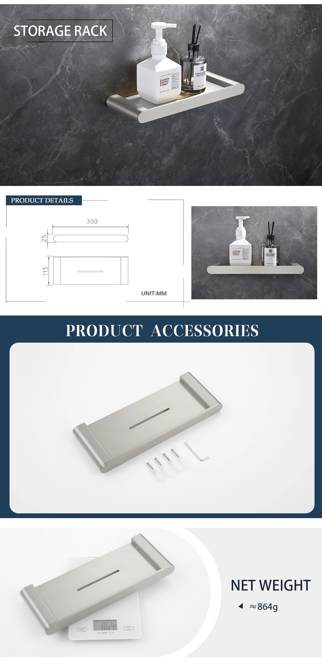 Bathroom Hardware Set Stainless Steel Bathroom Accessories Set Wall Mounted Towel Bar Towel Ring Toilet Paper Roll Holder Set