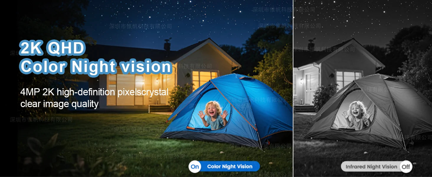 2K Solar Security Camera WIFI Wireless 2.4/5GHz DualBand Outdoor Camera IP65 Waterproof  AI PIR Motion Surveillance Battery Cam