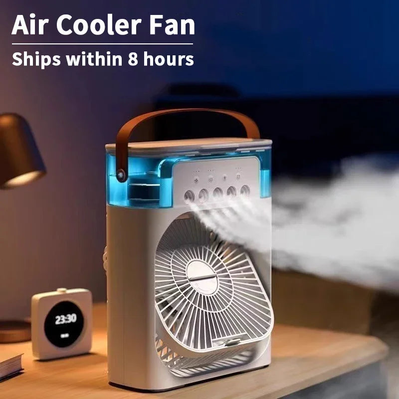 3 in 1 Fan Air Conditioner Household Mini Air Cooler LED Night Light Portable Humidifier Air Adjustment Fan Office Home Fan