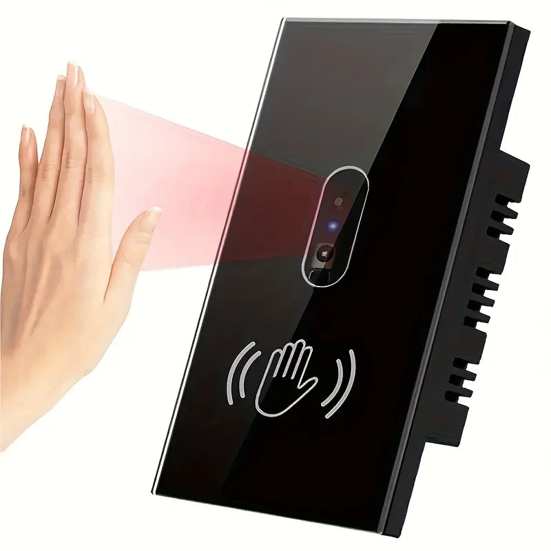 1pc Wall Light Switch Wave Infrare IR Sensor No Need Touch US 220V 110V Glass Screen Panel Electrical Power On Off Lamp