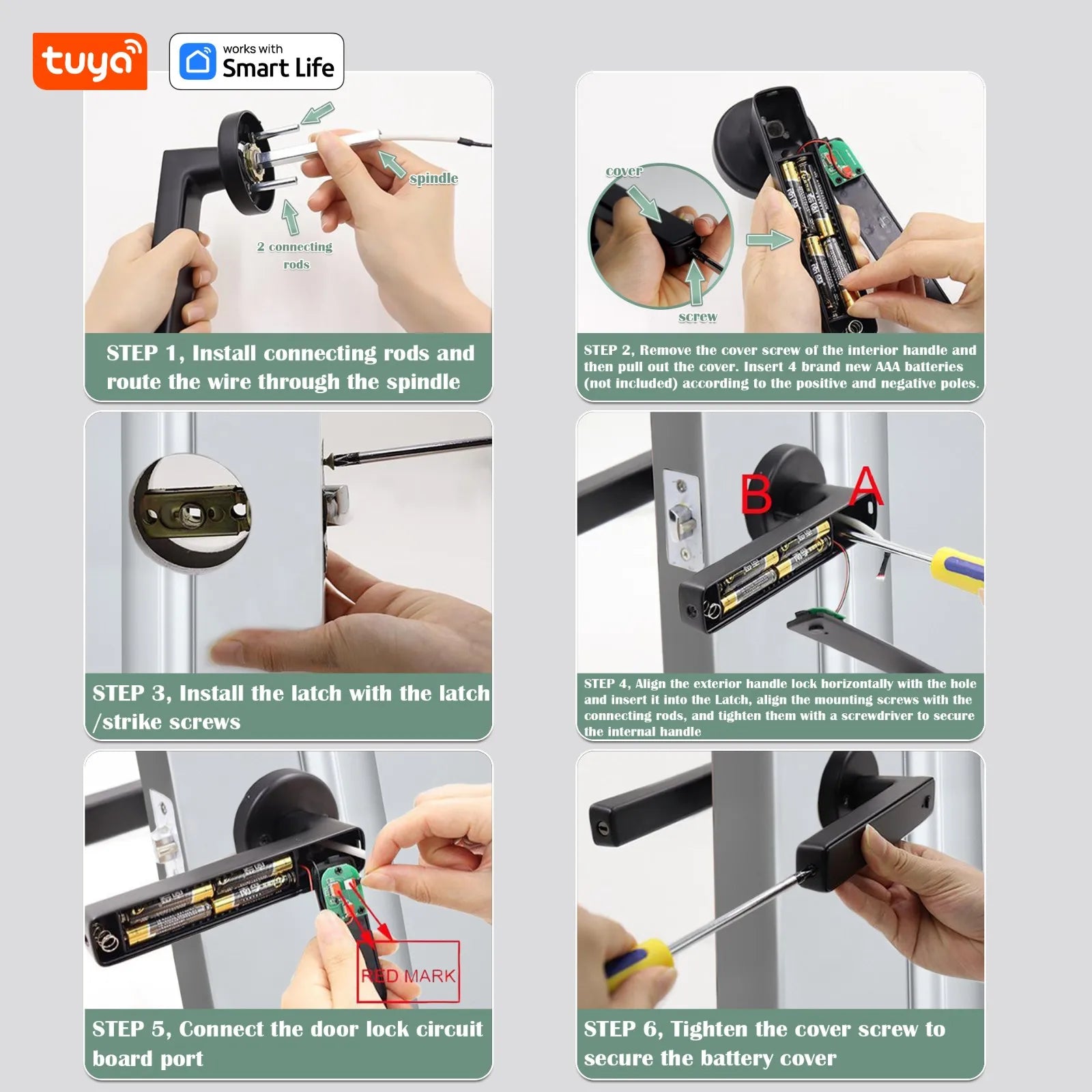 Tuya Smart Lock Fingerprint Door Lock With Handle,IC Card,App Control,Passcode Unlock Electronic Touchscreen Keypad