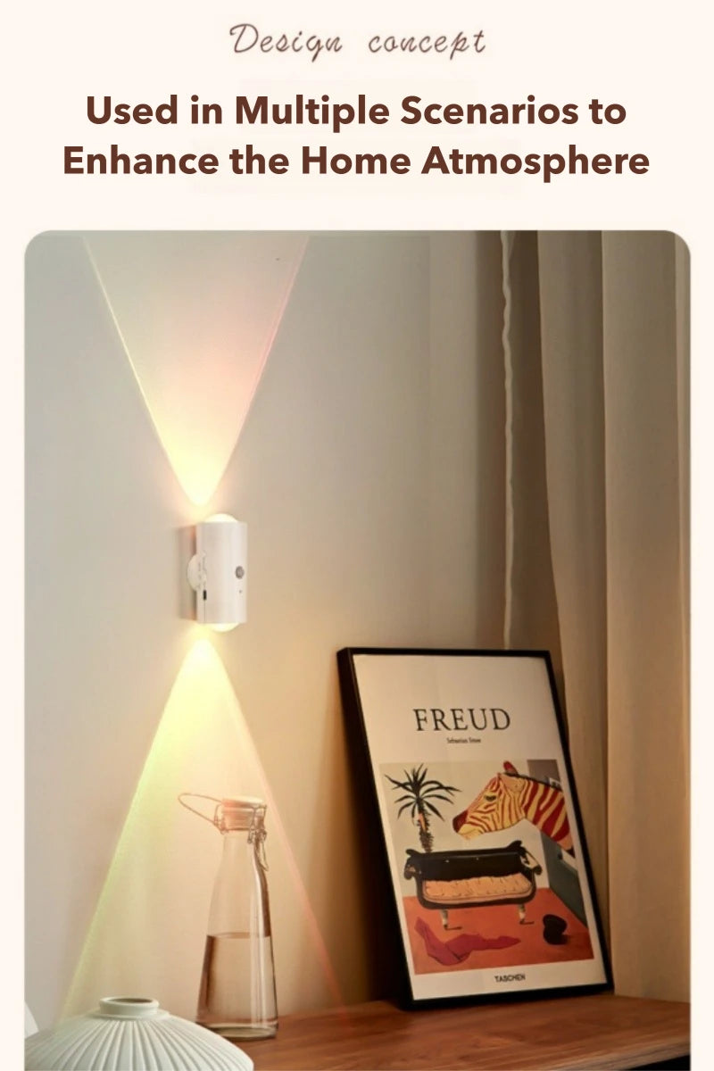 Smart Sensing LED Wall Lamp RGB Ambient Lighting Rechargeable Magnetic Wall Sunset Light Bedroom Corridor Staircase Night Lights