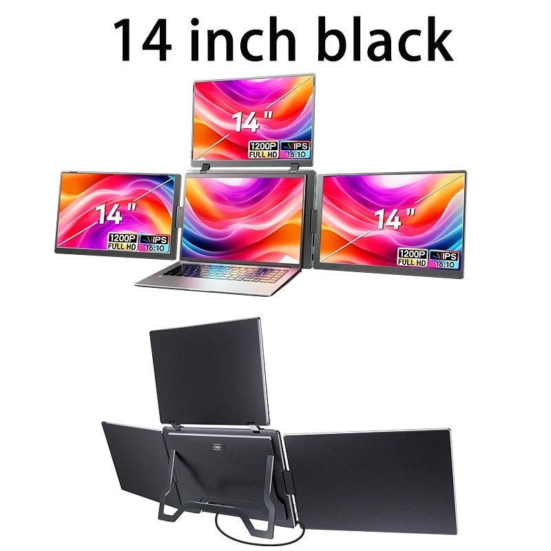 Rospider 14 to 18.5 inch Triple Screen Extender Laptop Monitor FHD Quad Display Portable Foldable Extended for MacBook Windows