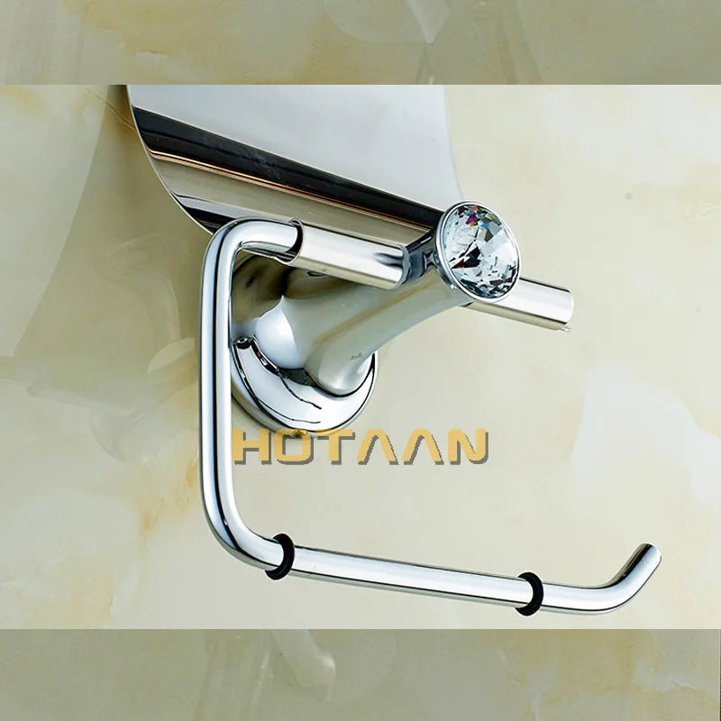 Bathroom Chrome Paper Holder With Crystal Wall Paper Roll Rack Hangs Paper Towel Holder Archaize Waterproof Toilet Paper  Holder