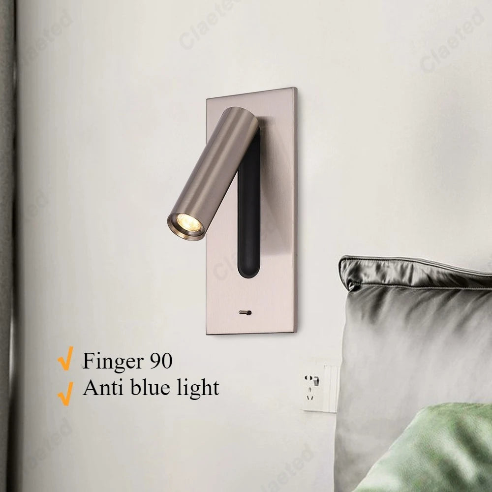New LED Reading Wall Lamp with Switch and Adjustable Angle Hotel Room Home Bedroom Bedside Lighting Atmosphere Lamps