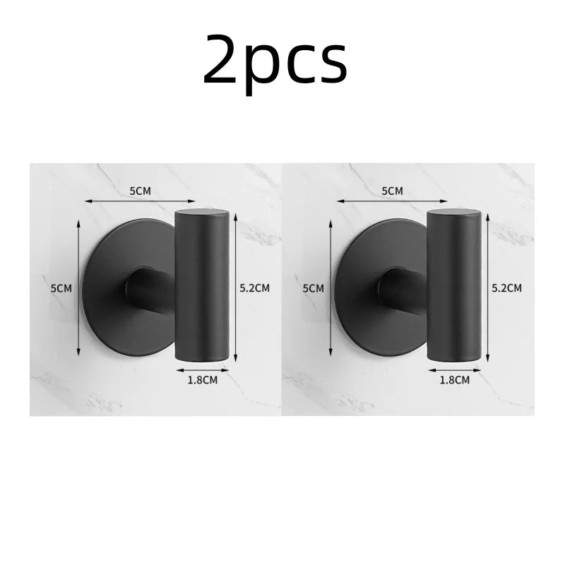 2PCS Adhesive Wall Hook Stainless Steel Robe Sticker Hooks Towel Coat Key Pants Hangers Bathroom Kitchen Storage Accessories