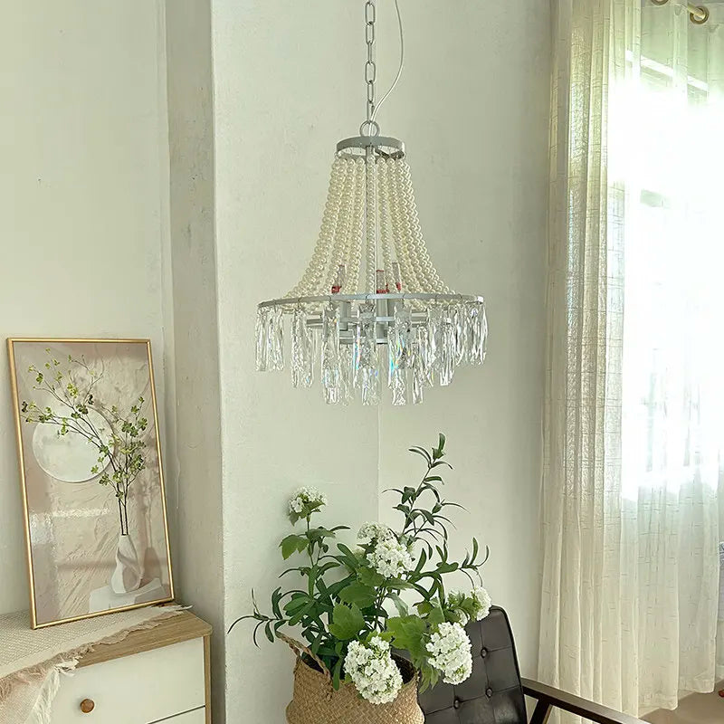 Modern Circular Led Pendant Light For Home Decoration Living Room Foyer Front Staircase Bedroom Crystal Pearl Lighting Fixtures