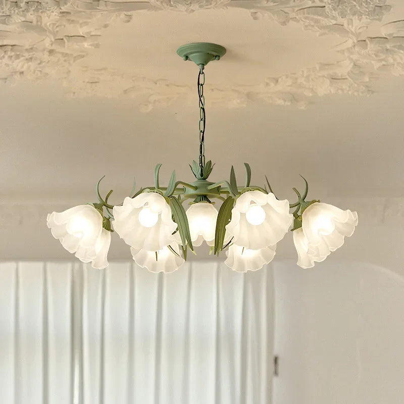 Modern Light Luxury Living Room Chandelier French Creative Lily of The Valley Acrylic Lamp Retro Dining Room Bedroom Lamps