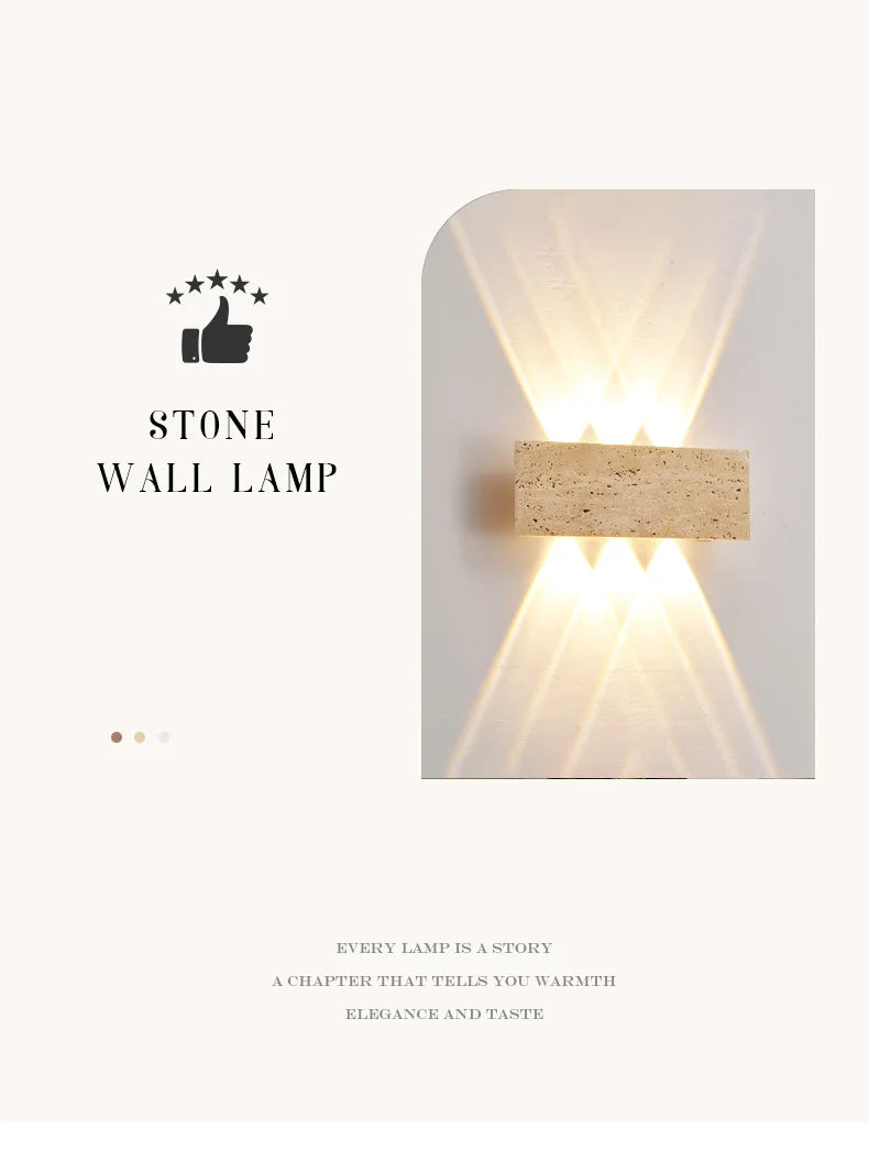 Wabi-sabi LED Wall Lamp Garden Light Stone IP65 Outdoor Waterproof Bedside Retro Sconces Lighting Fixture Home Decoration Indoor