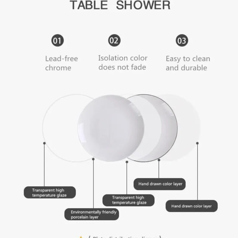 White With Black Dinner Plate Set Ceramic Serving Tray Food Dishes Rice Salad Noodles Bowl Soup Kitchen Dinnerware