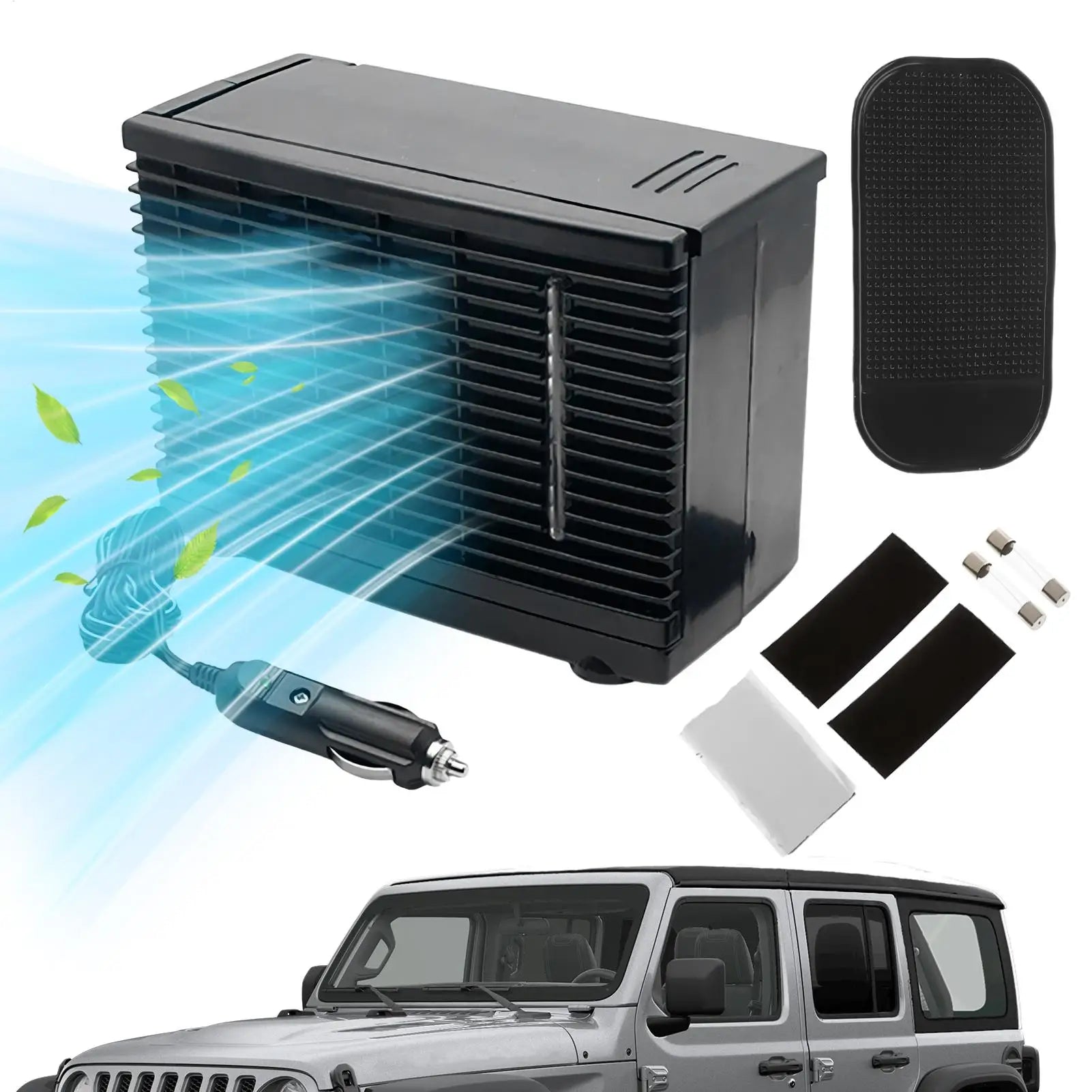 12V Mini Portable Car Air Conditioner Fan, Evaporative Water Cooling Air Cooler with Water Tank, Personal Cooling Appliance Fans