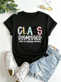 American Style Short Sleeve T-Shirt Women's Letter Print Slimming Fashionable Cross-Border Shoulder Length round Neck Top