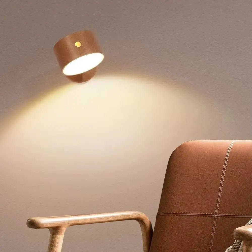 360° Rotating Wooden Wall Mounted Lamp Dimmable Touch Control LED Wall Sconce Warm White Double-sided Touch Control Light