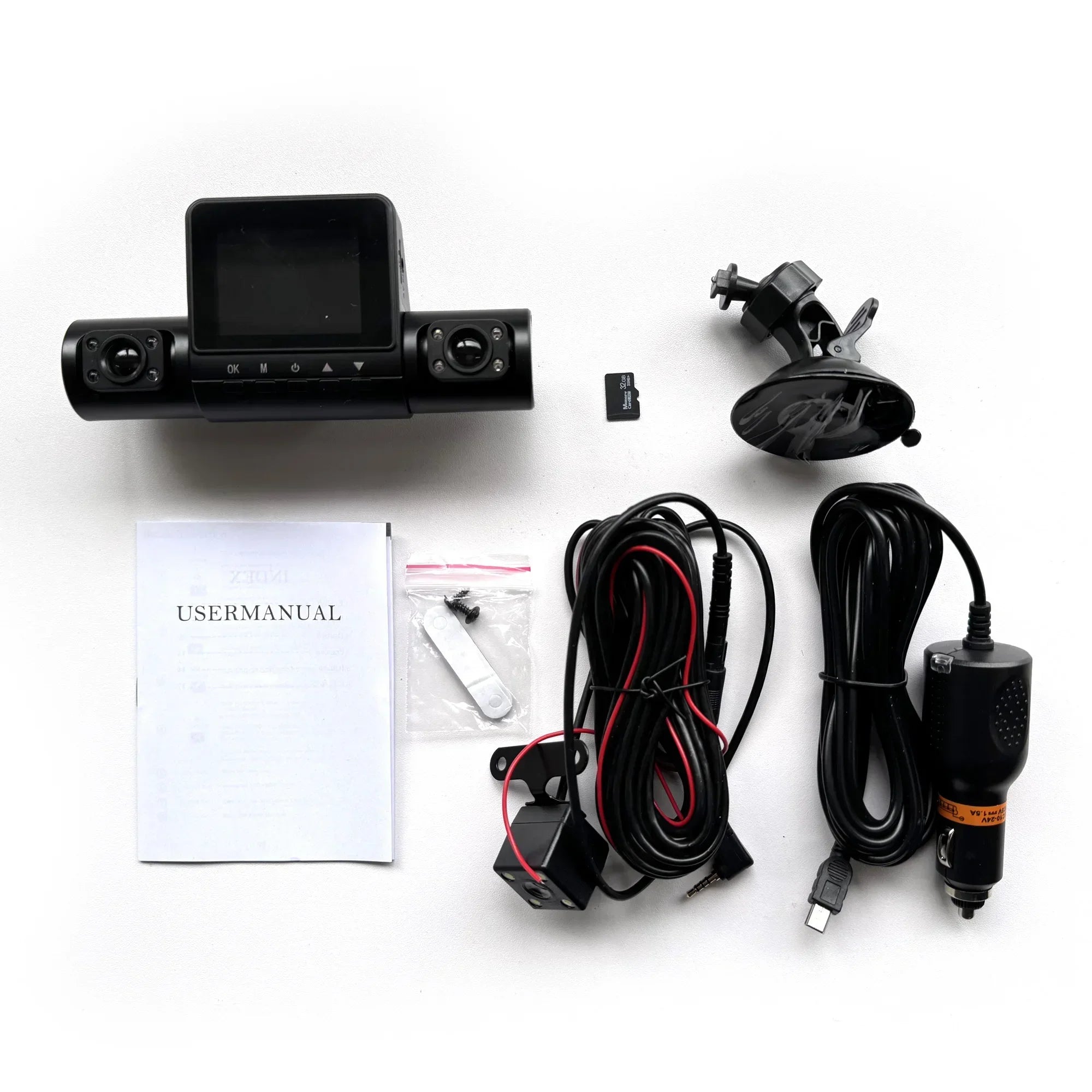 3Camera Car Recorder 1080P HD with Night Vision Parking Monitoring IPS Screen Front Rear Inside Dash Cam Support Laptop Computer