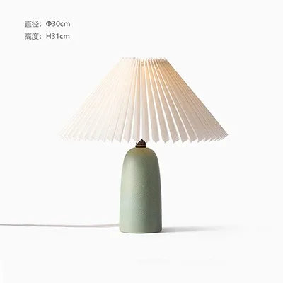Nordic Design Romantic Atmosphere Pleated Ceramic Table Lamp LED E27 Minimalist Modern Light Fixture Bedroom Bedside Living Room