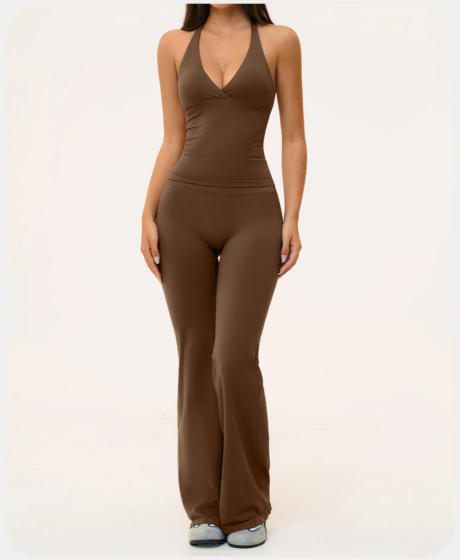 Seamless Yoga Suit 2PCS Women Tracksuit Sports Outfits Gym Workout Clothes Breathable Sports Bra Flared Pants Suit Yoga Clothing