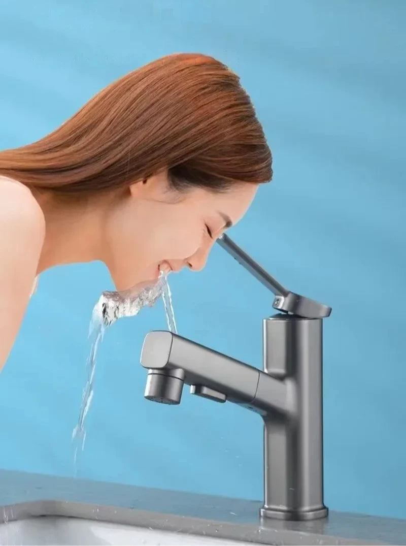 Single Handle Dual Hole Bathroom Sink Mixer Faucet Pull Out Faucet for Bathroom Washbasin Faucet Brass Bathroom Basin Faucet