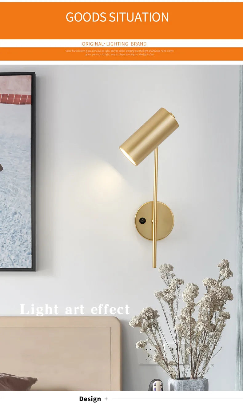 Modern Rotatable Wall Lamp Living Room Background LED Wall Light Bedroom Bedside Light Aisle Long Pole Switch Lamp