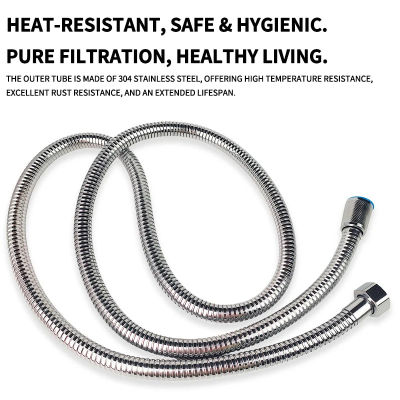 Stainless Steel Shower Hose 1.5M/2M Flexible Chrome Matte Black Universal G1/2 Connector Explosion-proof Bathroom Water Pipe