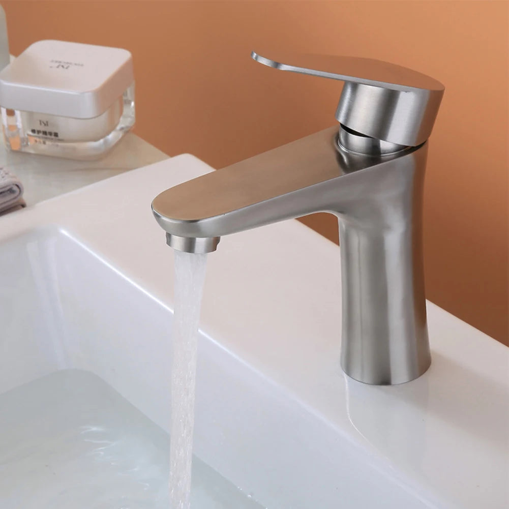 Bathroom Basin Faucet Stainless Steel Cold Water Tap Toilet Single Lever Kitchen Sink Tap Bathroom Washbasin Faucet