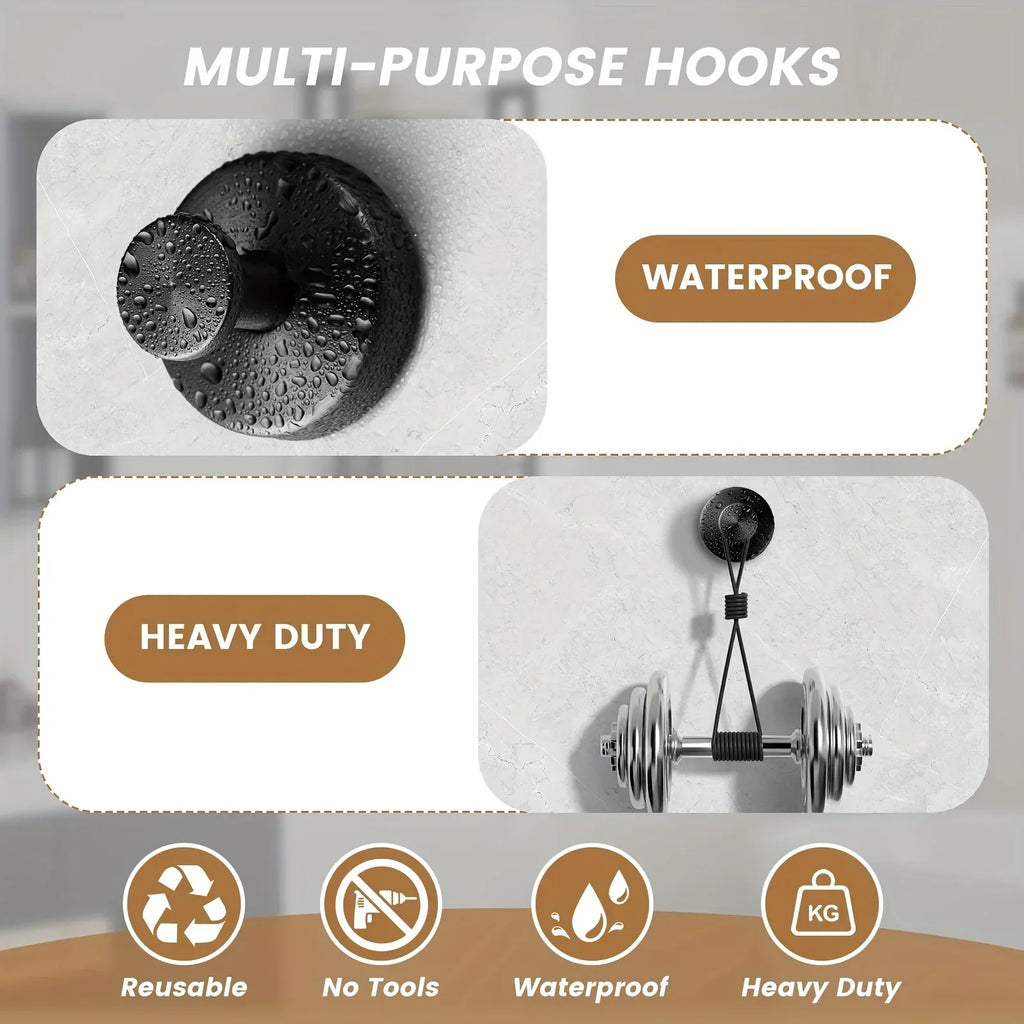 New Suction Cup Hooks Stainless Steel Waterproof Bathroom Shower Wall Mount Punch-free Reusable Strong Adsorption Hook Holders