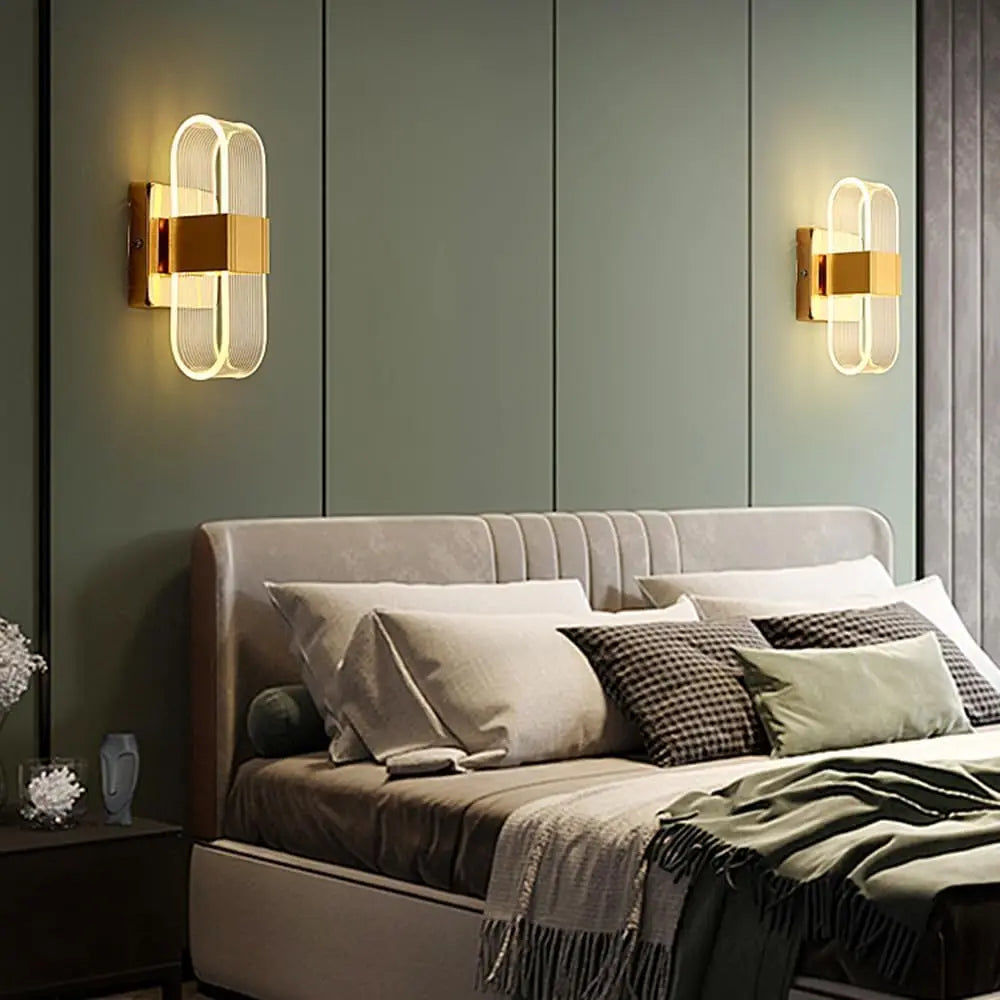 Modern LED Wall Lights with Golden Nordic Style Lighting Fixtures Suitable for Corridors, Dining Rooms, Living Rooms, Bathrooms