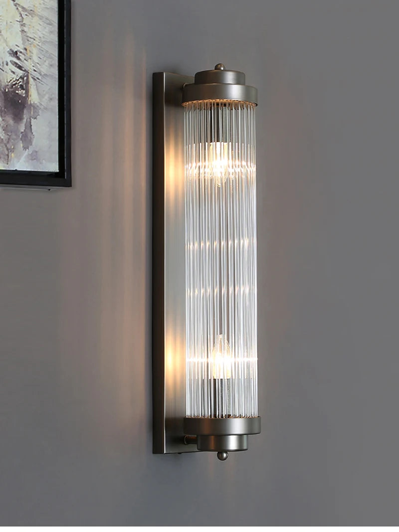 Luxury Led Wall Lamp For Living Room Brushed Gold Bedroom Scones Modern Creative Design Light Fixture Home Decor Glass Lighting