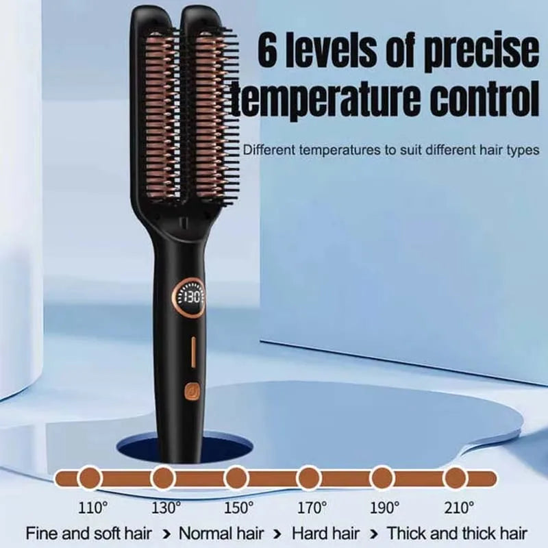 Straightening Brush One-Step Heated Straightener Lcd Digital Hot Comb For Smooth Anti Frizz Hair Electric Brush Straightener
