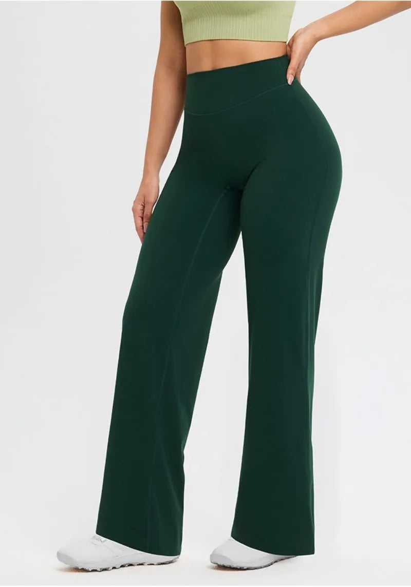 2026 C-B Women High Waist V Back Scrunch Straight Leg Yoga Pants Naked Feel Tummy Control Stretch Gym Pilates Sports Trousers