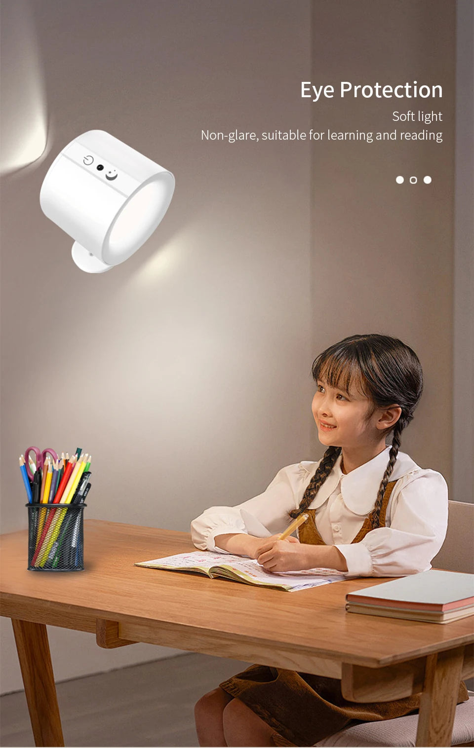 LED Magnetic Wall Light Up and Down Style Black White Rotatable Sleep Guard Bedroom Bedside Lamp Living Room Night Lighting