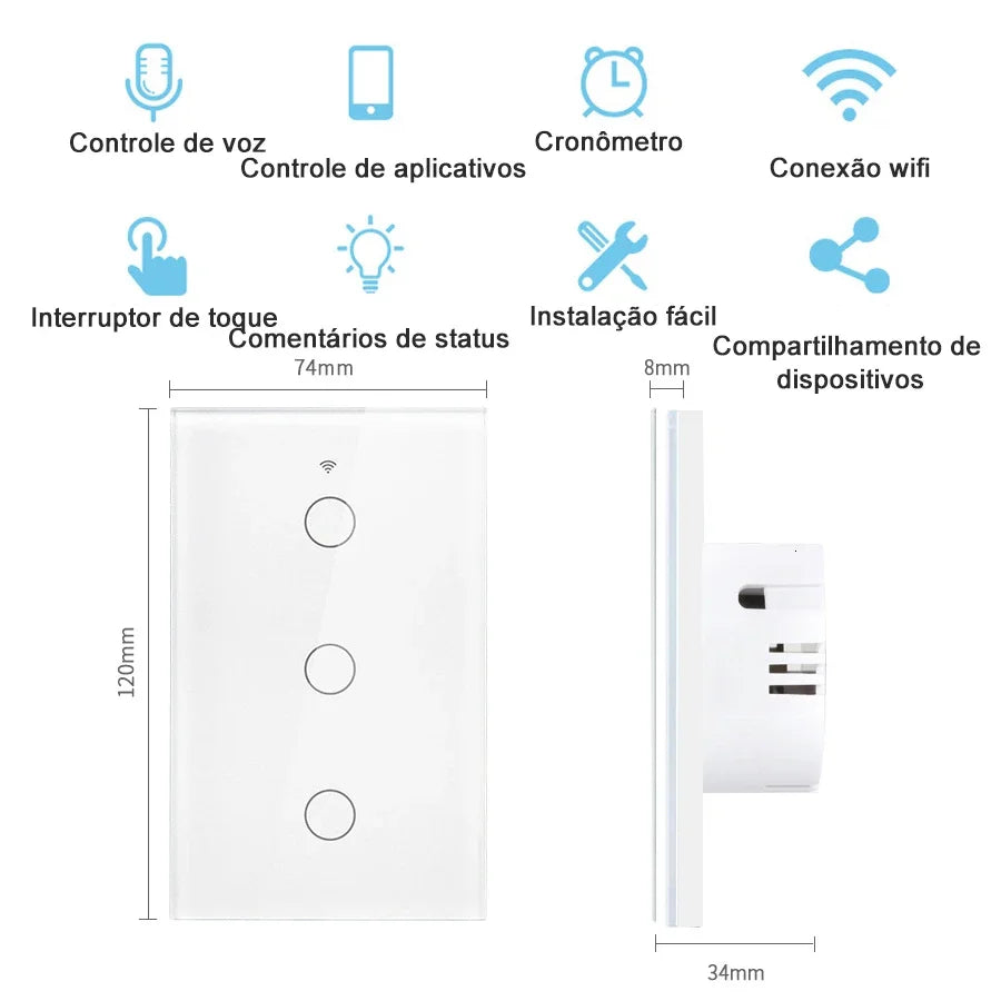 Tuya WiFi Smart Switch Works With Alexa With/Without Neutral Wire Touch Light Switch Wireless RF433 Wall Remote Voice Control