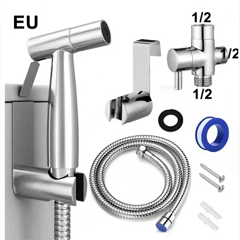 Stainless Steel Handheld Toilet Bidet Sprayer Set Self Cleaning Hand Bidet Faucet Shower Head For Bathroom