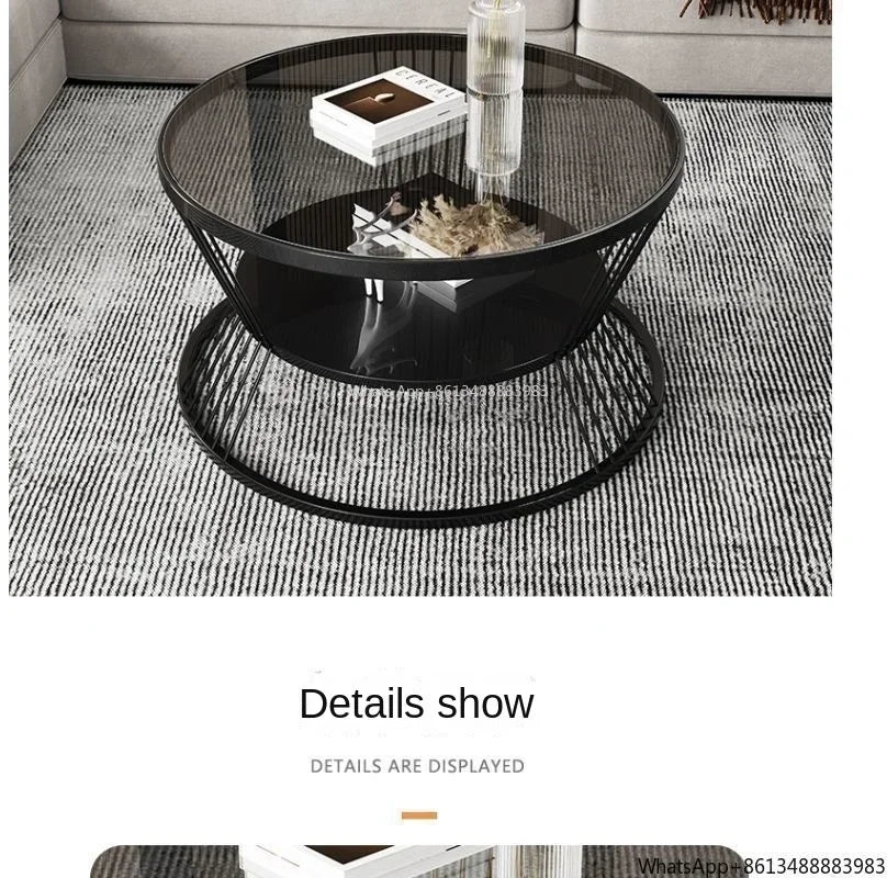 Small Apartment Living Room Round Household Minimalist Mini  Table Modern Light Luxury