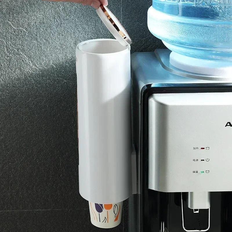 Wall Mounted Desktop Plastic Paper Cup Dispenser Household Disposable Cup Storage Rack for Coffee Tea Cups