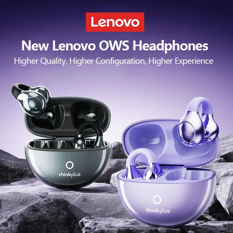 Lenovo LP25 PRO Bluetooth 5.4 Headphones Ear Clip Sport Wireless Headset Long Battery Life Noise Reduction Earphones HD Mic Call