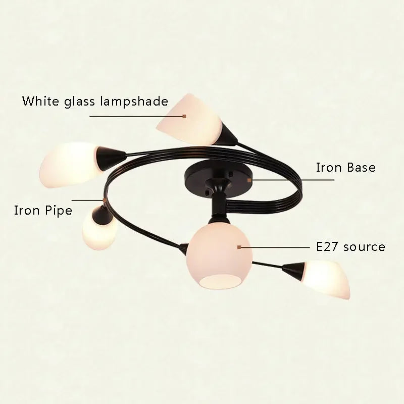 2025 Modern Led Ceiling Chandelier Nordic Glass Lamp Bedroom Kitchen Living Room Dining Room Decoration Home Ceiling Light Fixtu