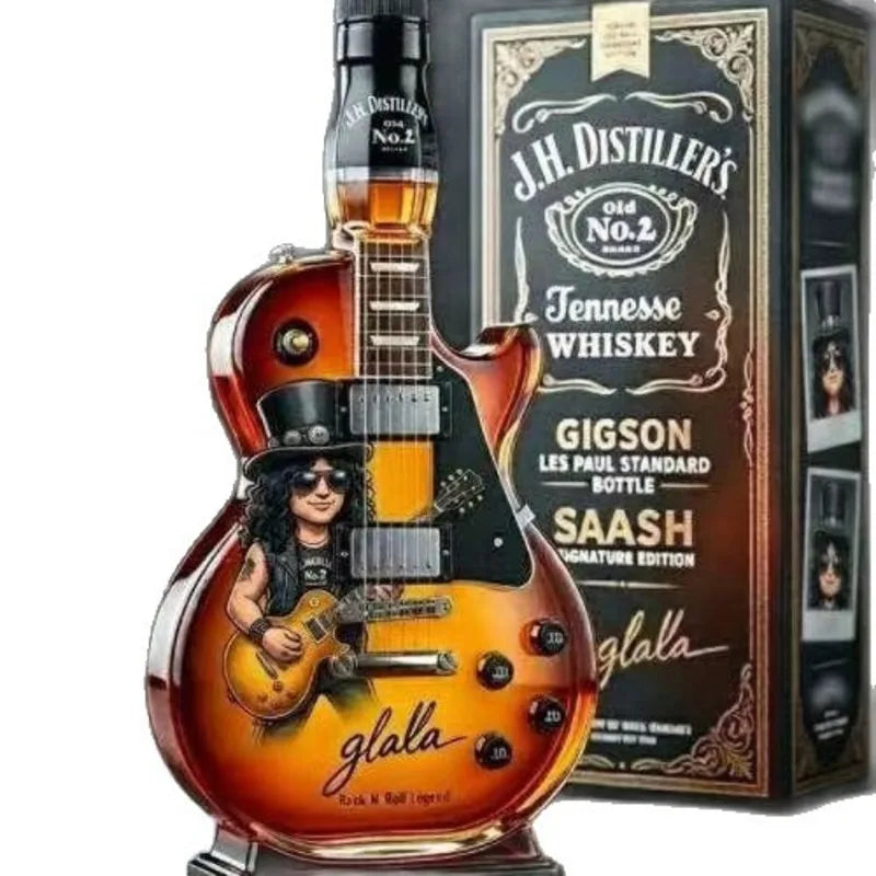 Whiskey Guitar Shaped Glass Bottle Novelty Bar Home Table Decor Handmade Clear Liquor Spirits Carafe Gift