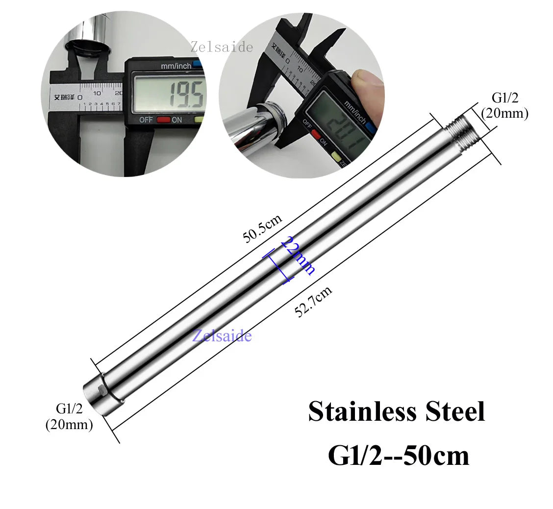 10/20/30/40/50/60/70cm brass/stainless steel shower extension rod, shower lengthen pipe