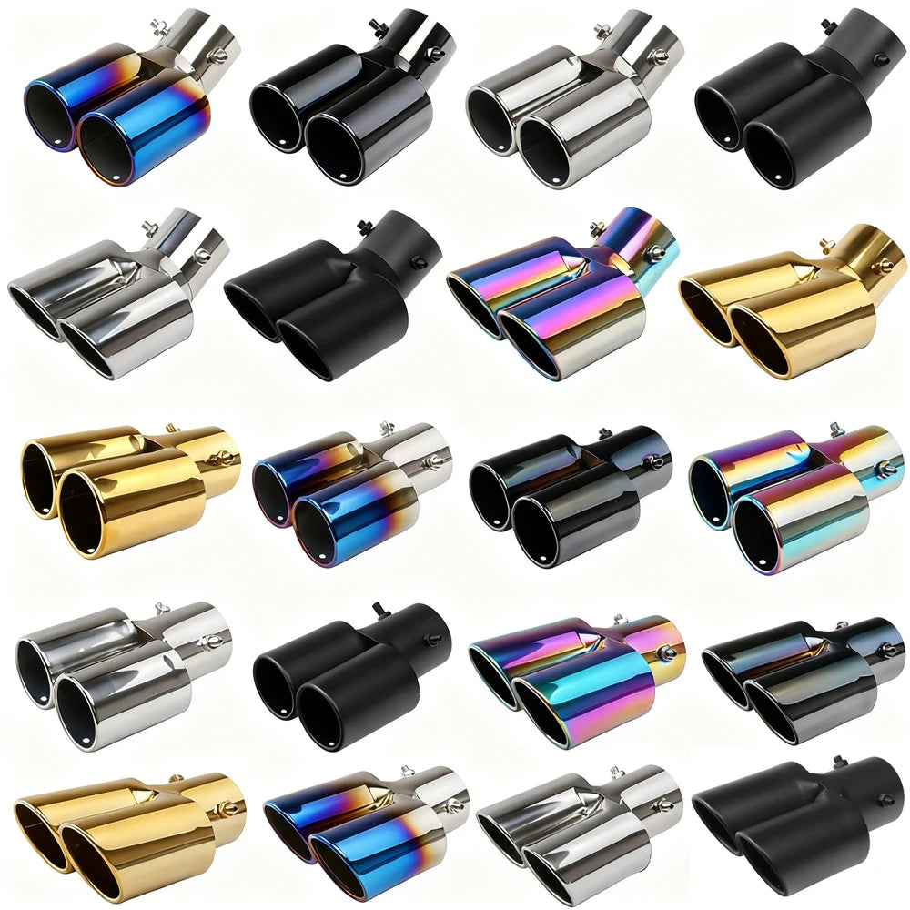 Universal Dual Exhaust Tip Stainless Steel Slant Cut Tip for Car Exhaust Pipe Extension Modification Decoration Muffler Tailpipe