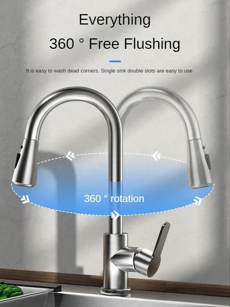 Pull kitchen faucet cold and hot water dual purpose splash proof faucet fast heating household wash basin faucet