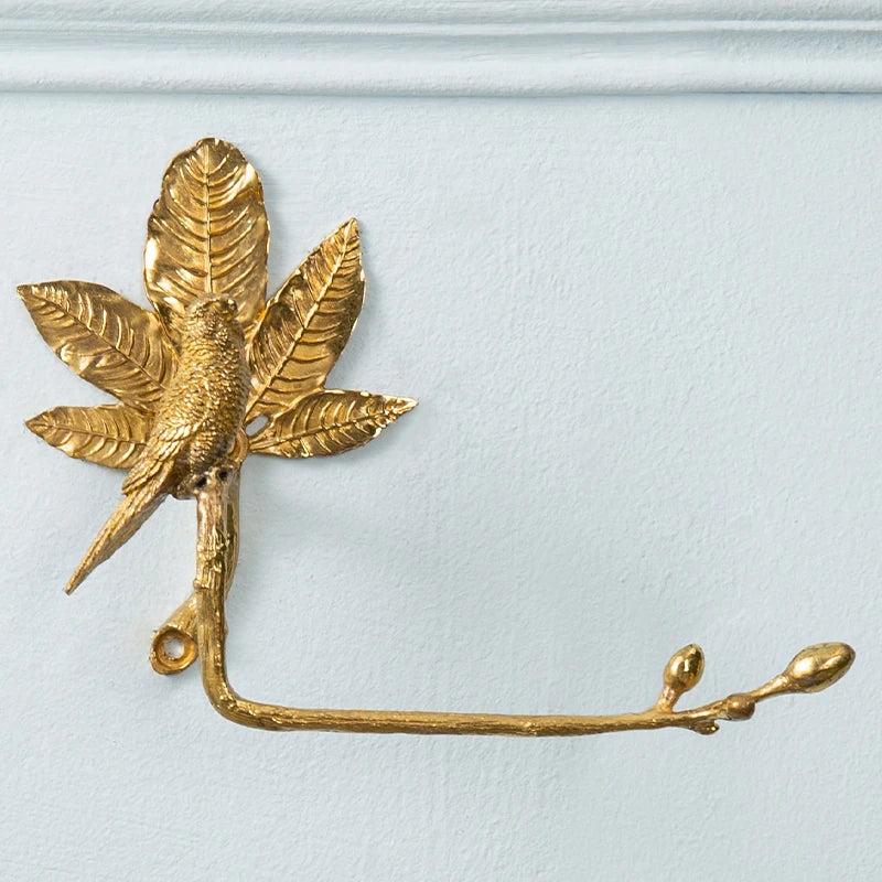 Copper Leaf Bird Tissue Holder Metal Napkin Holder Toilet Paper Holders Wall Mounted Paper Towel Holders Tissue Storage Rack