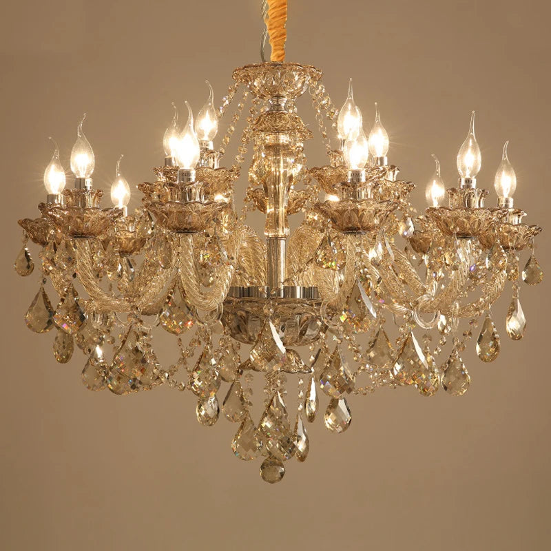 Luxury Living Room Decorate LED Ceiling Pendant Lights Indoor Hanging Lights Fixture Home Crystal Chandeliers Villa Lighting