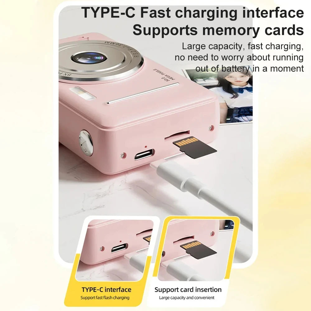 4k Digital Camera IPS HD 50MP CCD Camera 2.4" Autofocus Vlogging Student Camcorder 8X Dual Cam and LED Flash Video Photo Filming