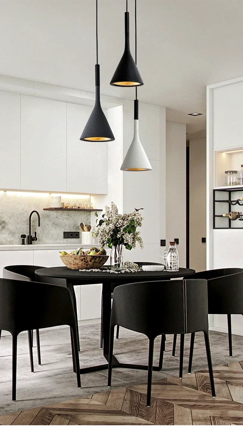 Modern LED pendant light in black and white E27 bedroom table dining room hanging light lampshade home cabinet suitable for