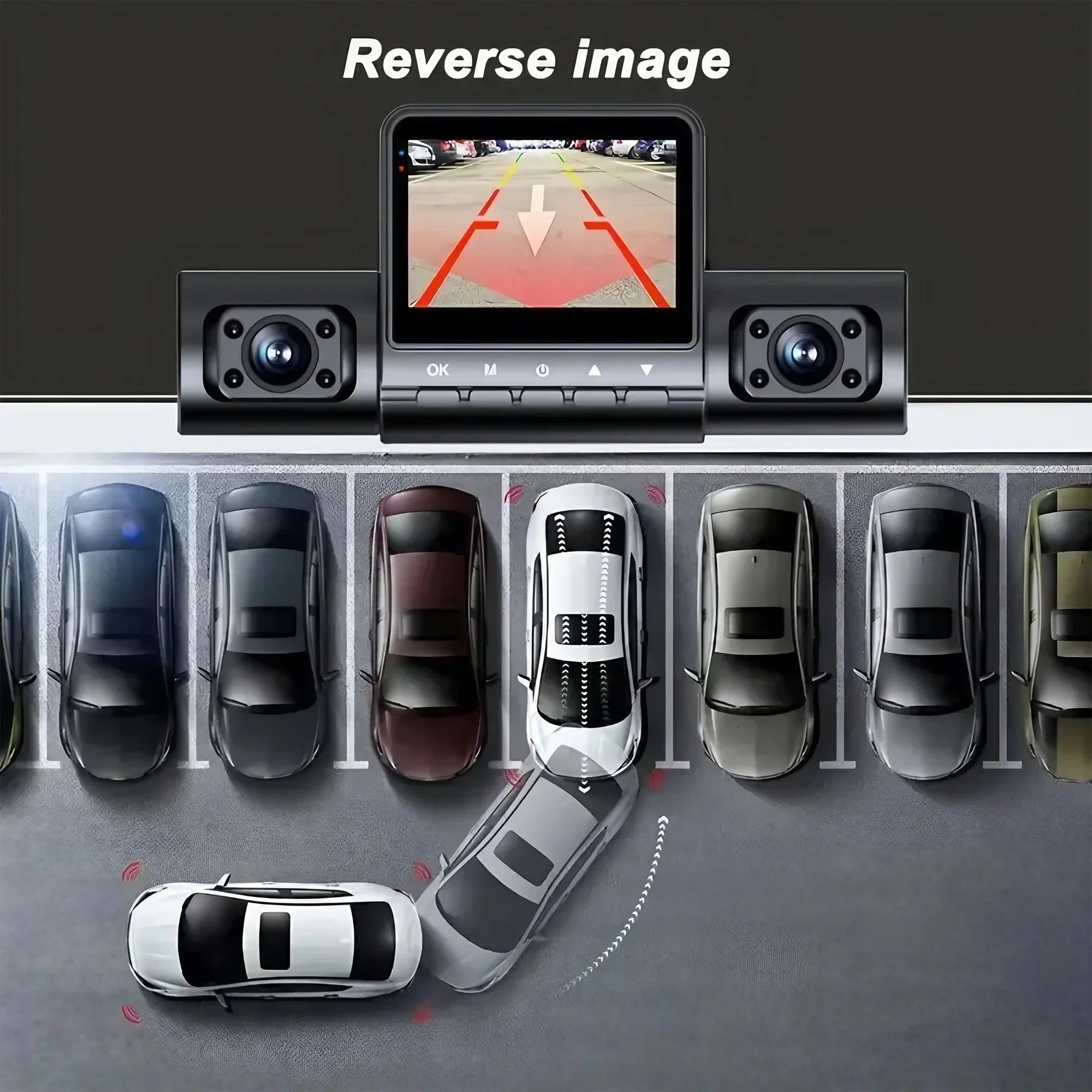 3Camera Car Recorder 1080P HD with Night Vision Parking Monitoring IPS Screen Front Rear Inside Dash Cam Support Laptop Computer
